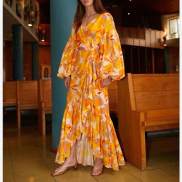 ACLER Gallion Floral Dress In Yellow 4 - Picture 1 of 8